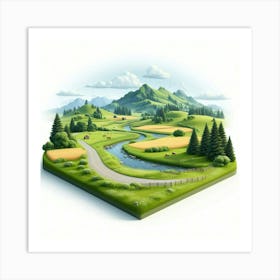 Landscape 3d Illustration Art Print