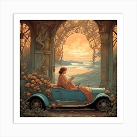 Girl In A Car 2 Art Print