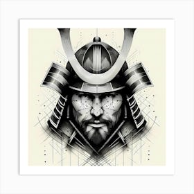 Ancient Samurai - Abstract Line Art Illustration 242 Art Print