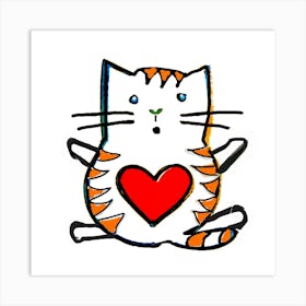 Cat With Heart Art Print