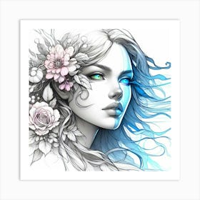 Girl With Blue Eyes 15 Art Print