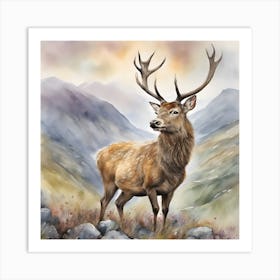 Highland Stag Scotland Midst the Alpines Art Print