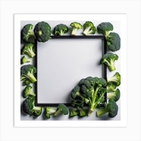 Frame Of Broccoli On White Background Art Print