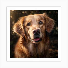 Golden Retriever Dog Portrait Art Print