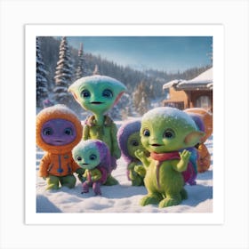 Aliens In The Snow Art Print