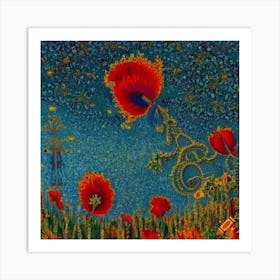 Poppies In The Sky Art Print