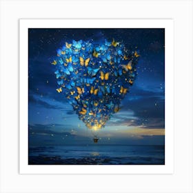 Blue Butterflies In The Sky Art Print