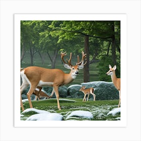 Deer In The Forest Art Print