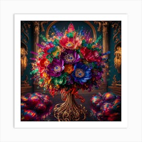 Baroque Brilliance: A Kaleidoscope of Mechanical Blooms Art Print