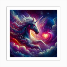 Unicorn In The Clouds Art Print