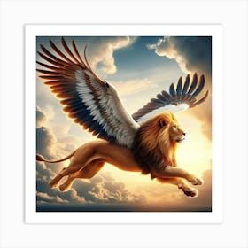 Lion In Flight Art Print