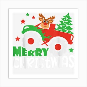 Merry Christmas Tree Ruphdol Reindeer Monster Truck Kids Art Print