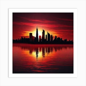 Sunset In Chicago 1 Art Print