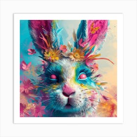 Bunny With Flowers Art Print