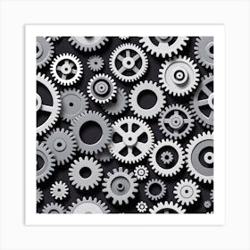 Gears On A Black Background 4 Art Print