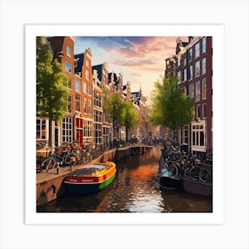 Amsterdam Canal Summer Aerial View 7 Art Print