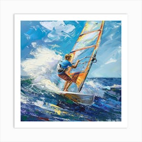 A Windsurfing Oil Painting Illustration 1718707403 3 Art Print