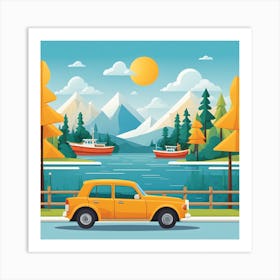 Car On The Road Art Print