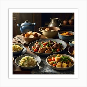 Table Full Of Food Art Print