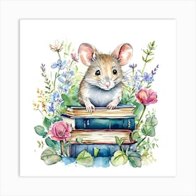 Mouse On Books 2 Art Print