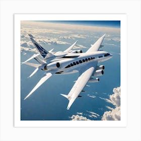 Futuristic Passenger Aircraft In The Sky Close To Camera Super Quality Side View Stunning Output Eye 1195833106 Poster