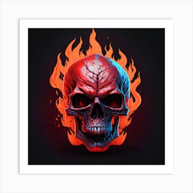 Skull On Fire Art Print