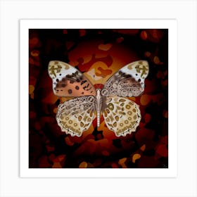 Mechanical Butterfly The Argyreus Hyperbius Niugini On A Dark Brown Background Art Print