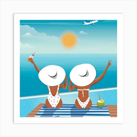 Two Women At The Beach Art Print