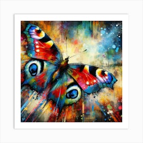 Colourful Modern Abstract Butterfly v4 Art Print