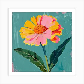 Marigold 1 Square Flower Illustration Art Print