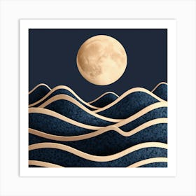 Moon And Waves 14 Art Print