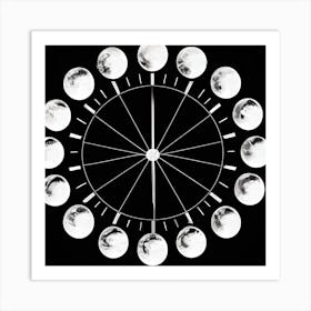 Phases Of The Moon Clock Art Print