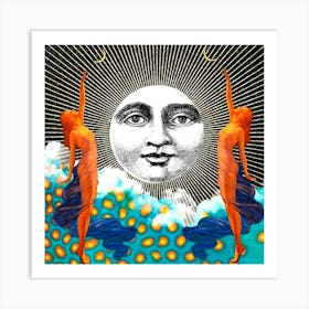 The moon - ladys - starry night - photo montage Art Print