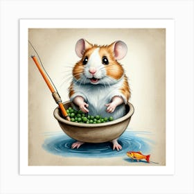 Hamster Fishing Art Print