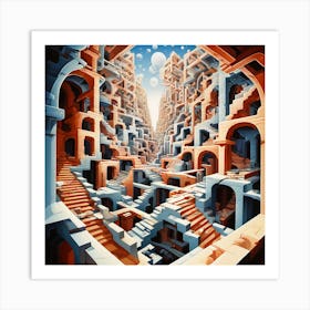 Dimensional Delusions Escher Inspired Abstract Pieces That Play With Perspective Dimension And Im 946173201 (1) Art Print