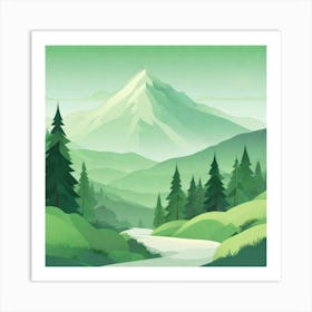 Misty mountains background in green tone 164 Art Print