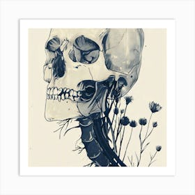 Skull With Flowers Art Print