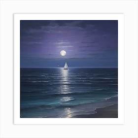 Sailboat At Night Art Print