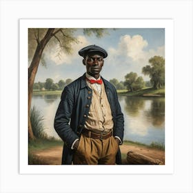 African Man At A Lake 1 Art Print