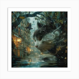 Cat In The City Art Print