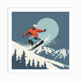 Snowboarder In The Snow Art Print