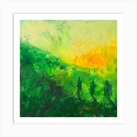 Walkers At Sunset Art Print