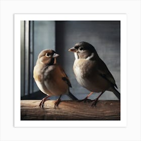 Firefly A Modern Illustration Of 2 Beautiful Sparrows Together In Neutral Colors Of Taupe, Gray, Tan 2023 11 23t012739 Art Print