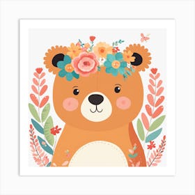 Floral Teddy Bear Nursery Illustration (6) Art Print
