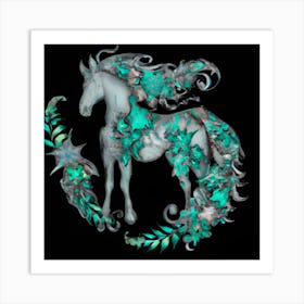 Teal Horse Art Print