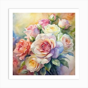 Watercolor Roses 17 Art Print