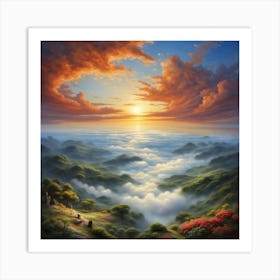 Sunrise Over The Clouds 1 Art Print