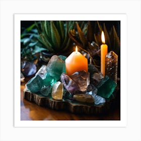 Crystals And Candles Art Print