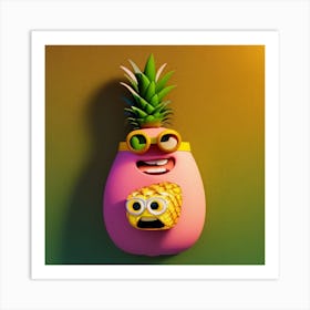 Cartoon Pineapples Art Print