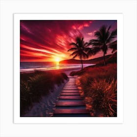 Sunset At The Beach 170 Art Print